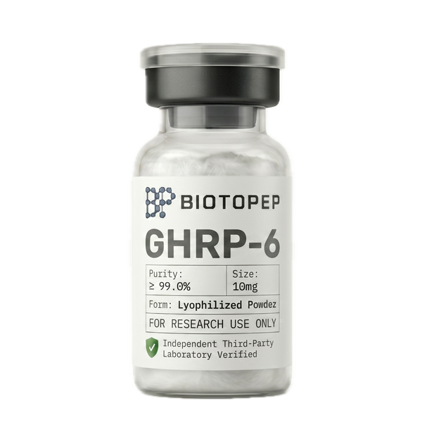 GHRP-6 10mg lyophilized research peptide vial - Biotopep