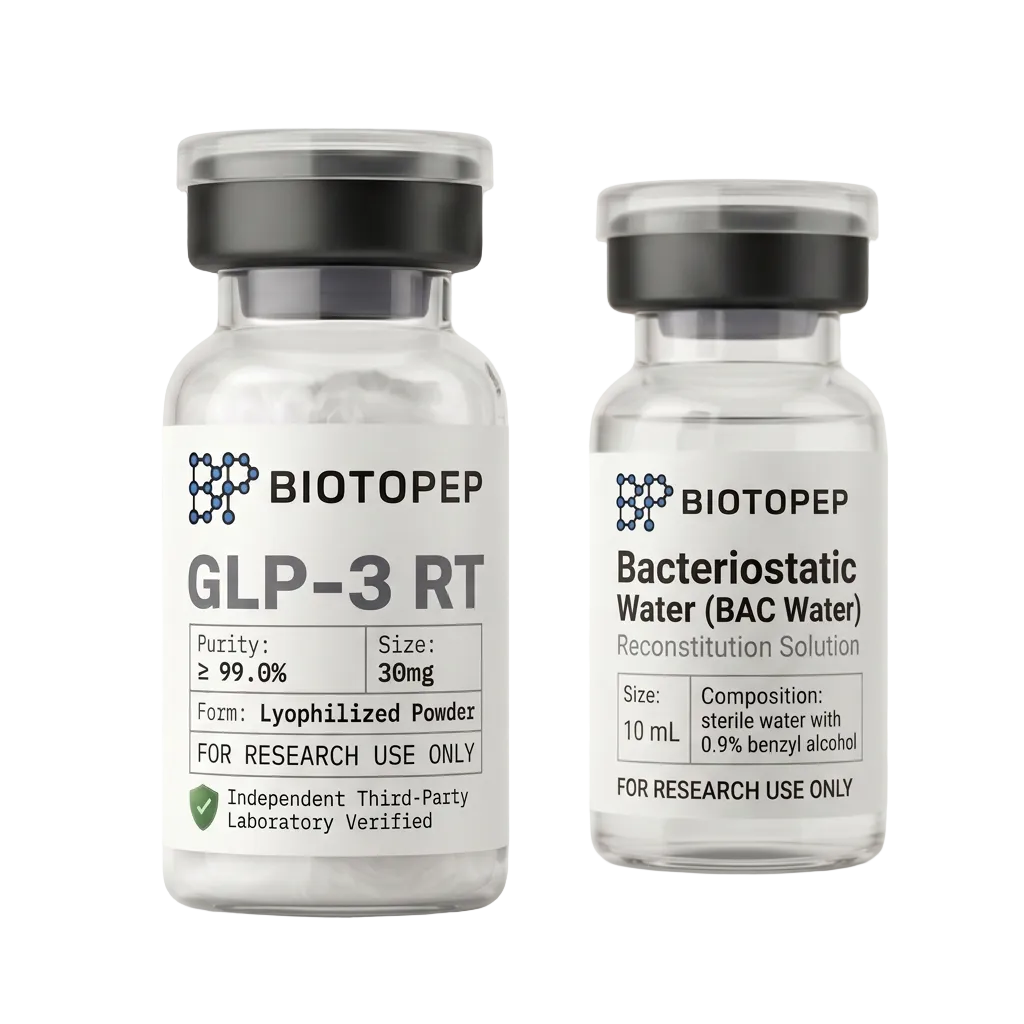 Reta Kit Retatrutide 30mg lyophilized GLP-3 RT + Bacteriostatic Water 10ml research peptide vials - Biotopep