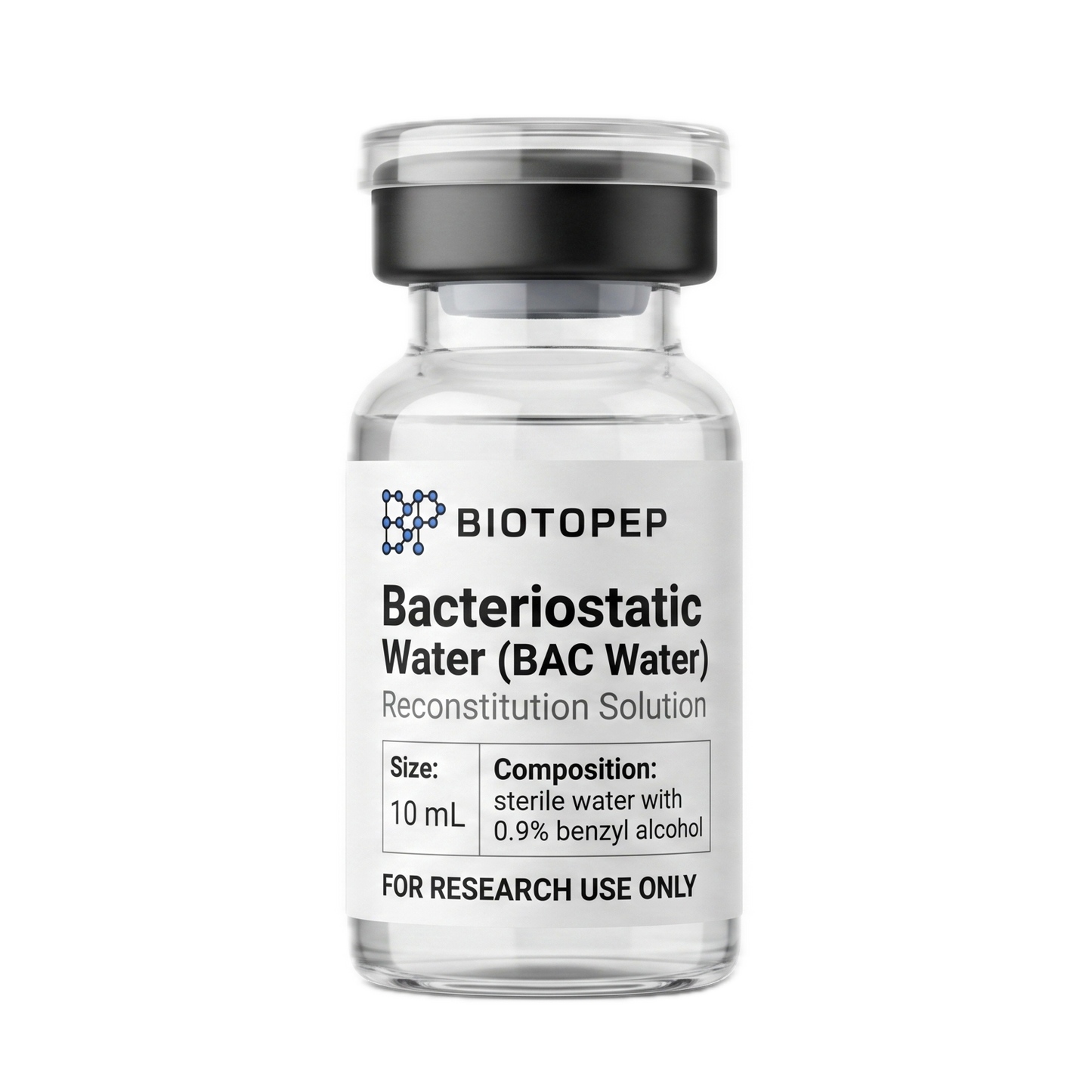 Bacteriostatic Water 10ml sterile vial for peptide reconstitution - Biotopep