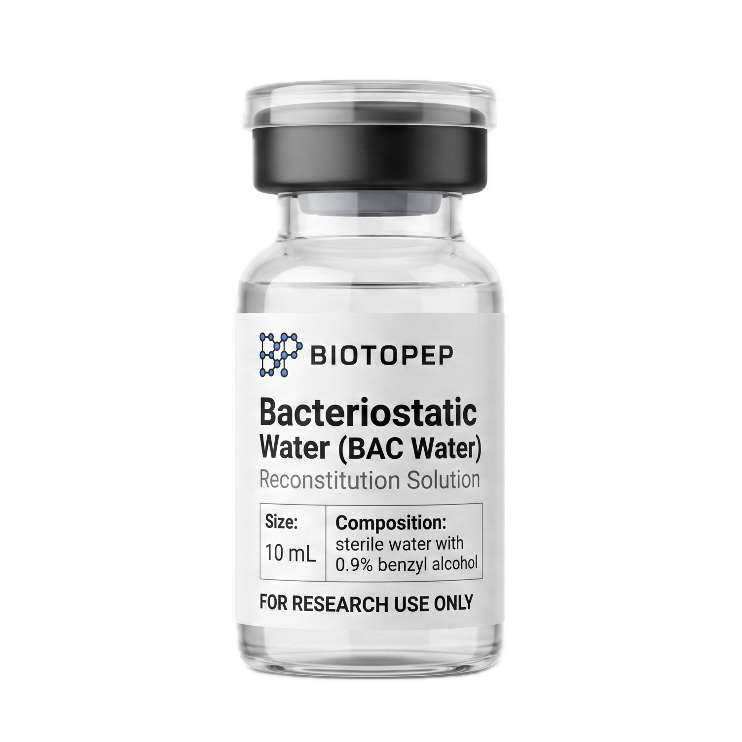 Bacteriostatic Water 10ml sterile vial for peptide reconstitution - Biotopep