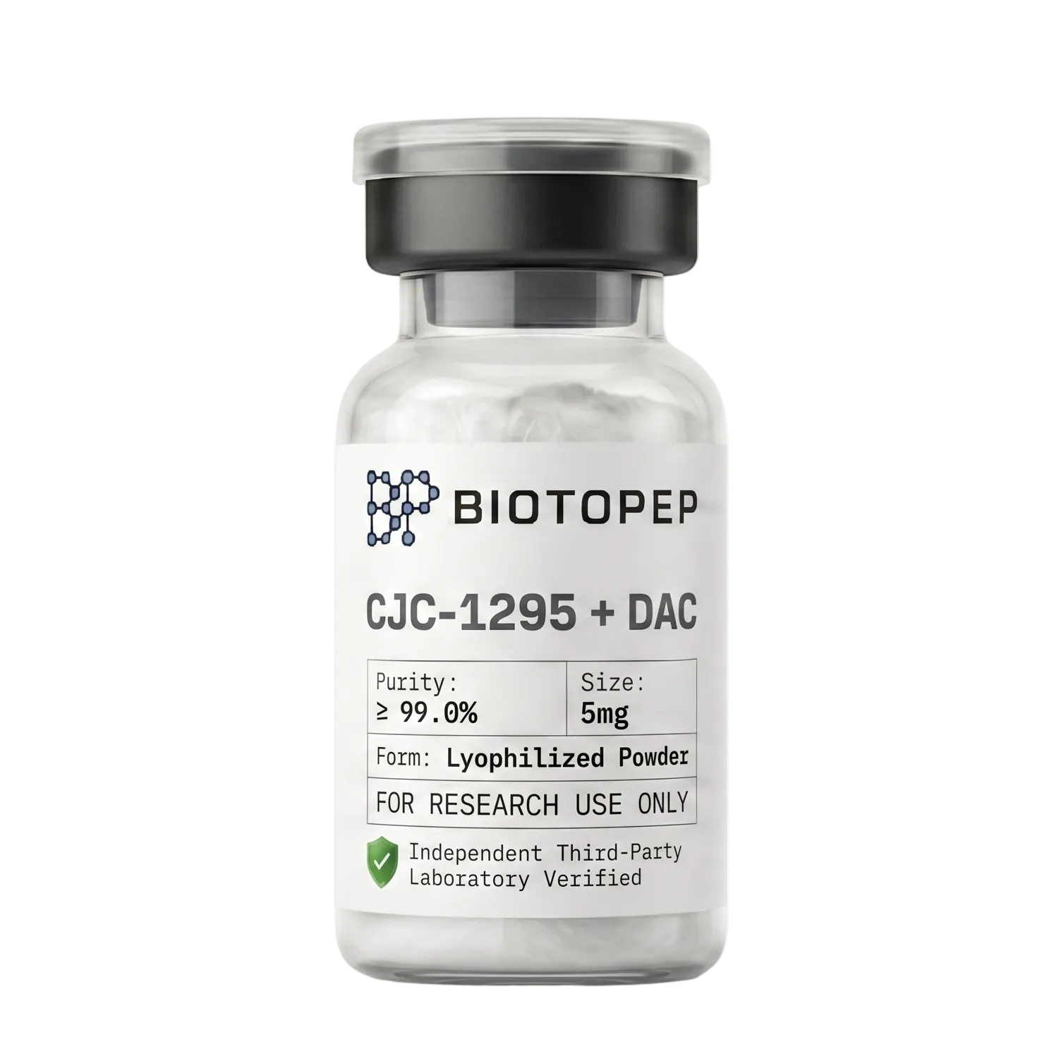 CJC-1295 DAC 5mg lyophilized long-acting GHRH research peptide vial - Biotopep