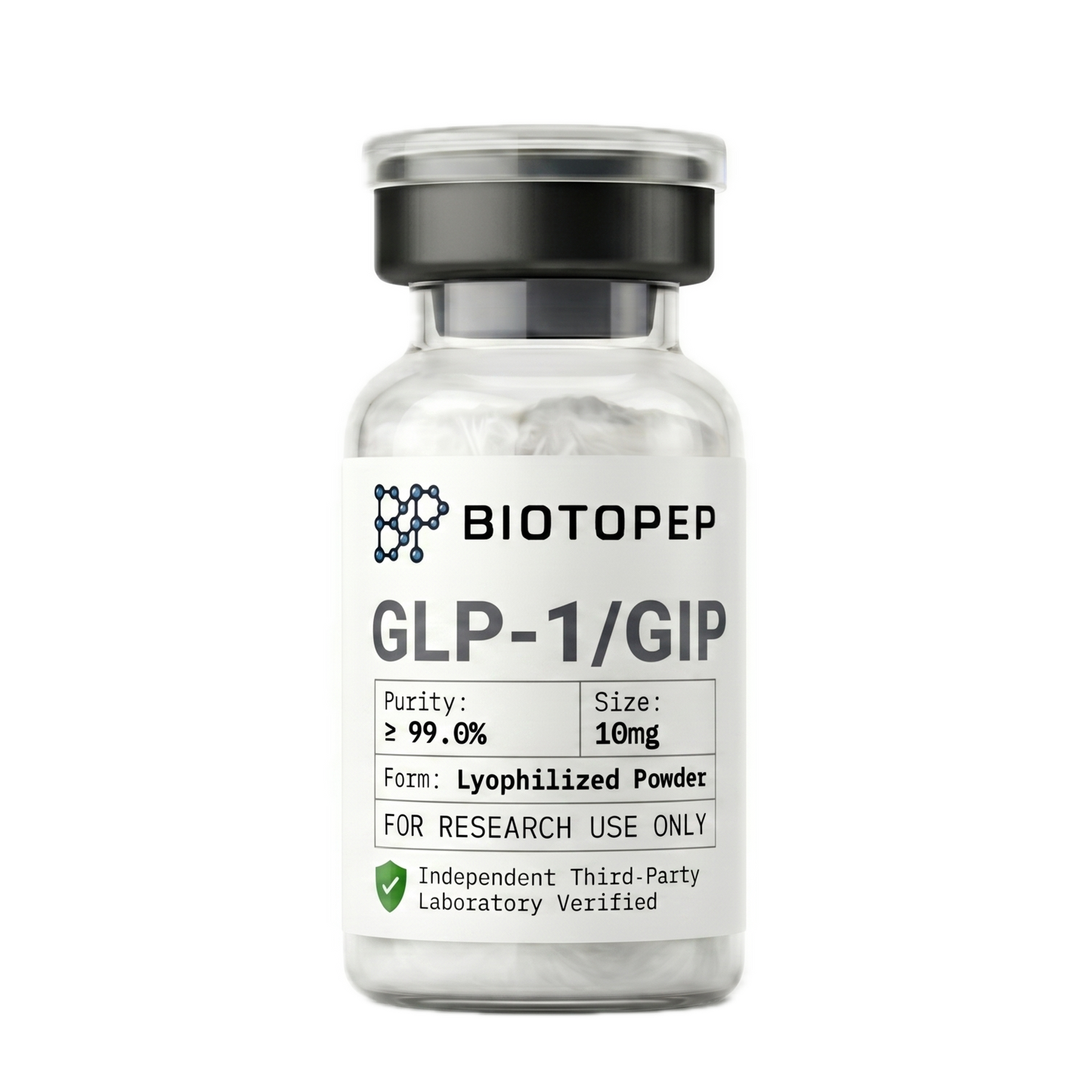 Tirzepatide 10mg lyophilized dual GLP-1 GIP research peptide vial - Biotopep