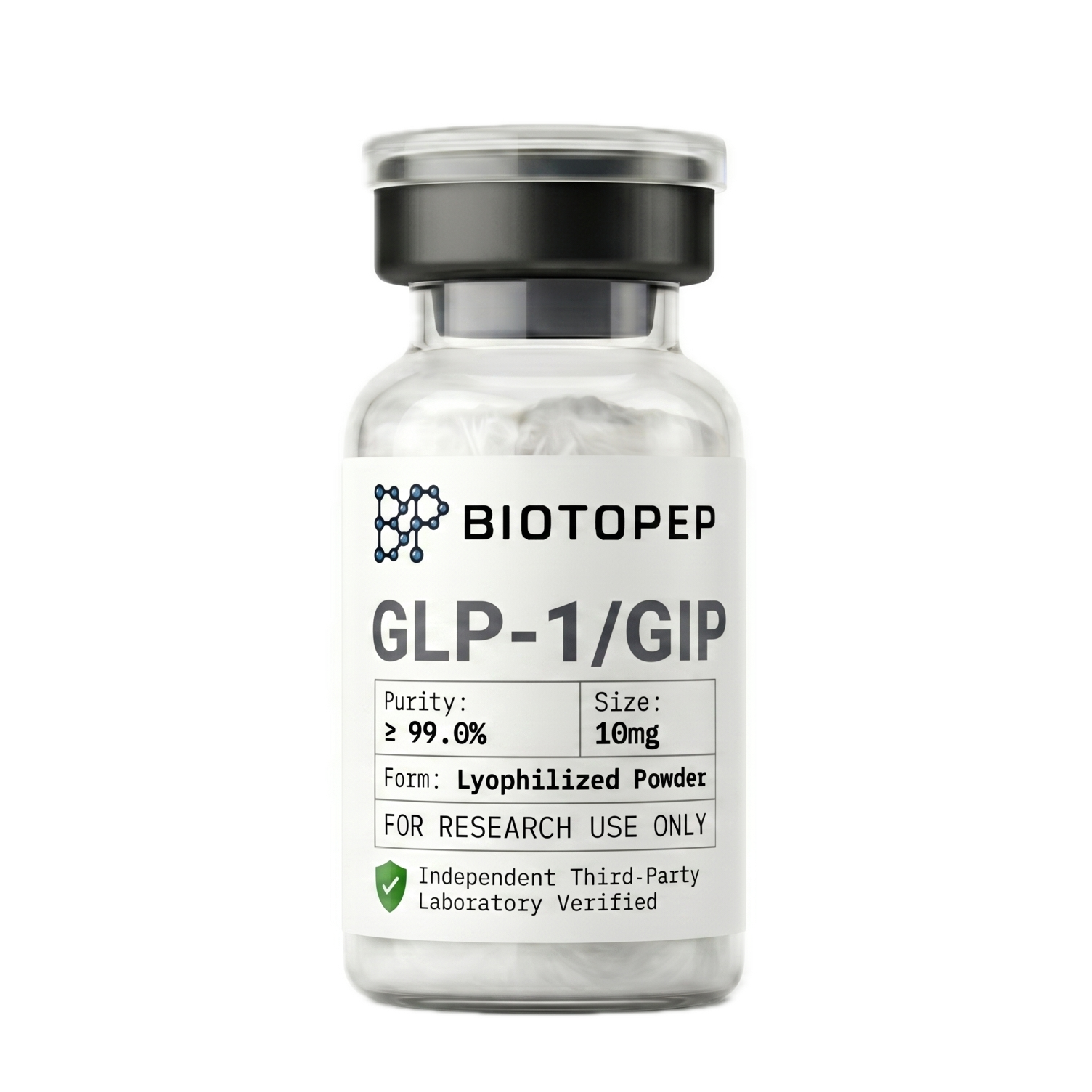 Tirzepatide 10mg lyophilized dual GLP-1 GIP research peptide vial - Biotopep