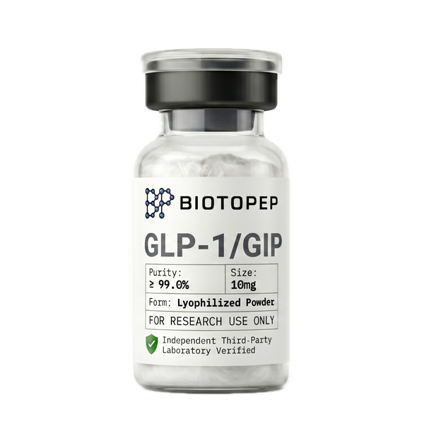 Tirzepatide 10mg lyophilized dual GLP-1 GIP research peptide vial - Biotopep