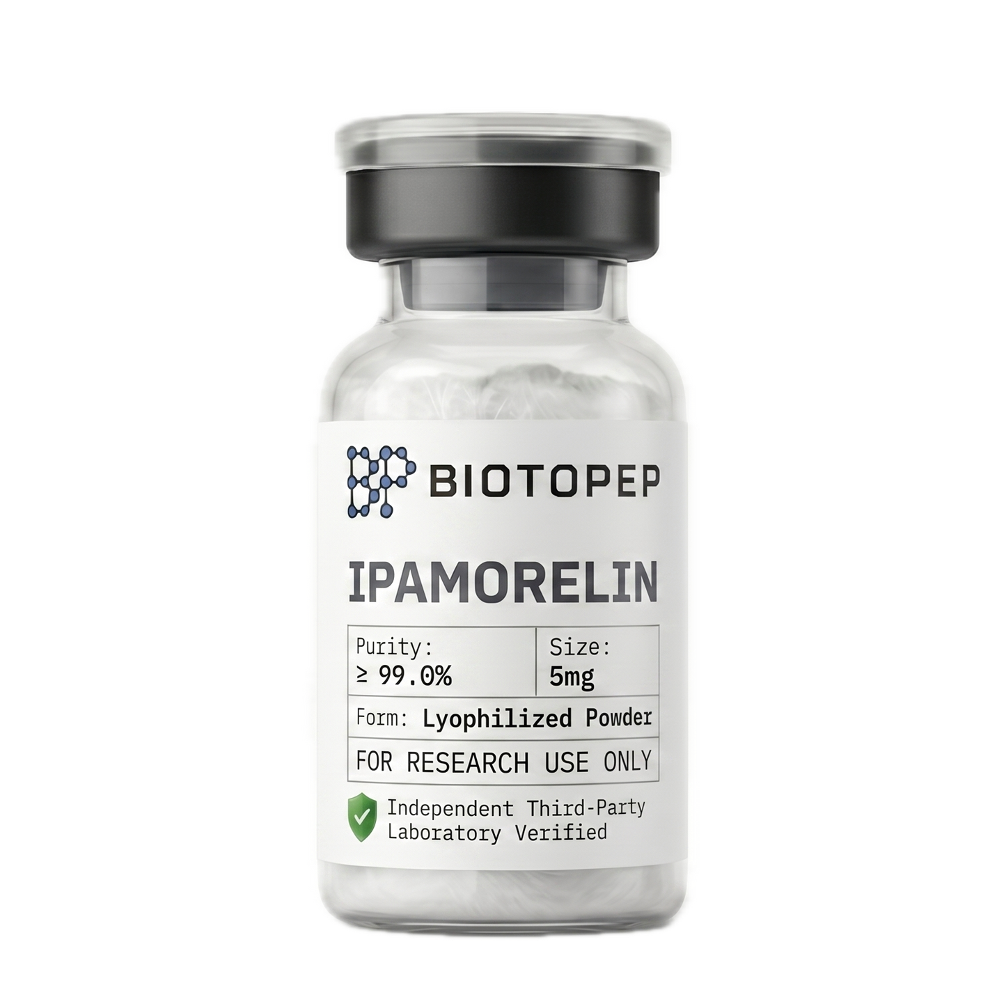 Ipamorelin 5mg lyophilized research peptide vial - Biotopep
