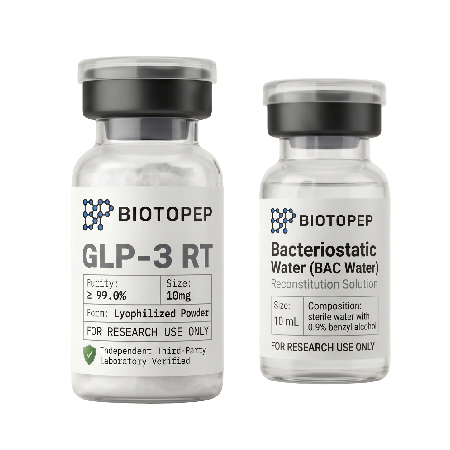 Reta 10 Kit Retatrutide 10mg lyophilized GLP-3 RT + Bacteriostatic Water 10ml research peptide vials - Biotopep