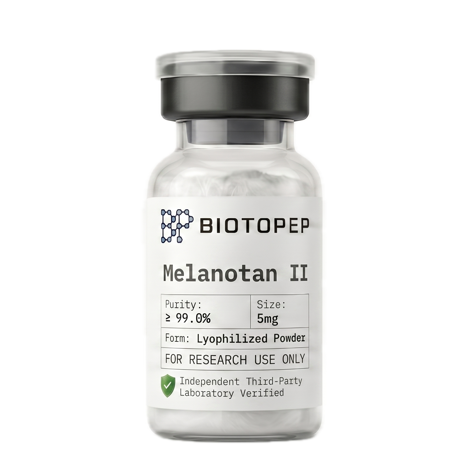 Melanotan II 10mg lyophilized research peptide vial - Biotopep