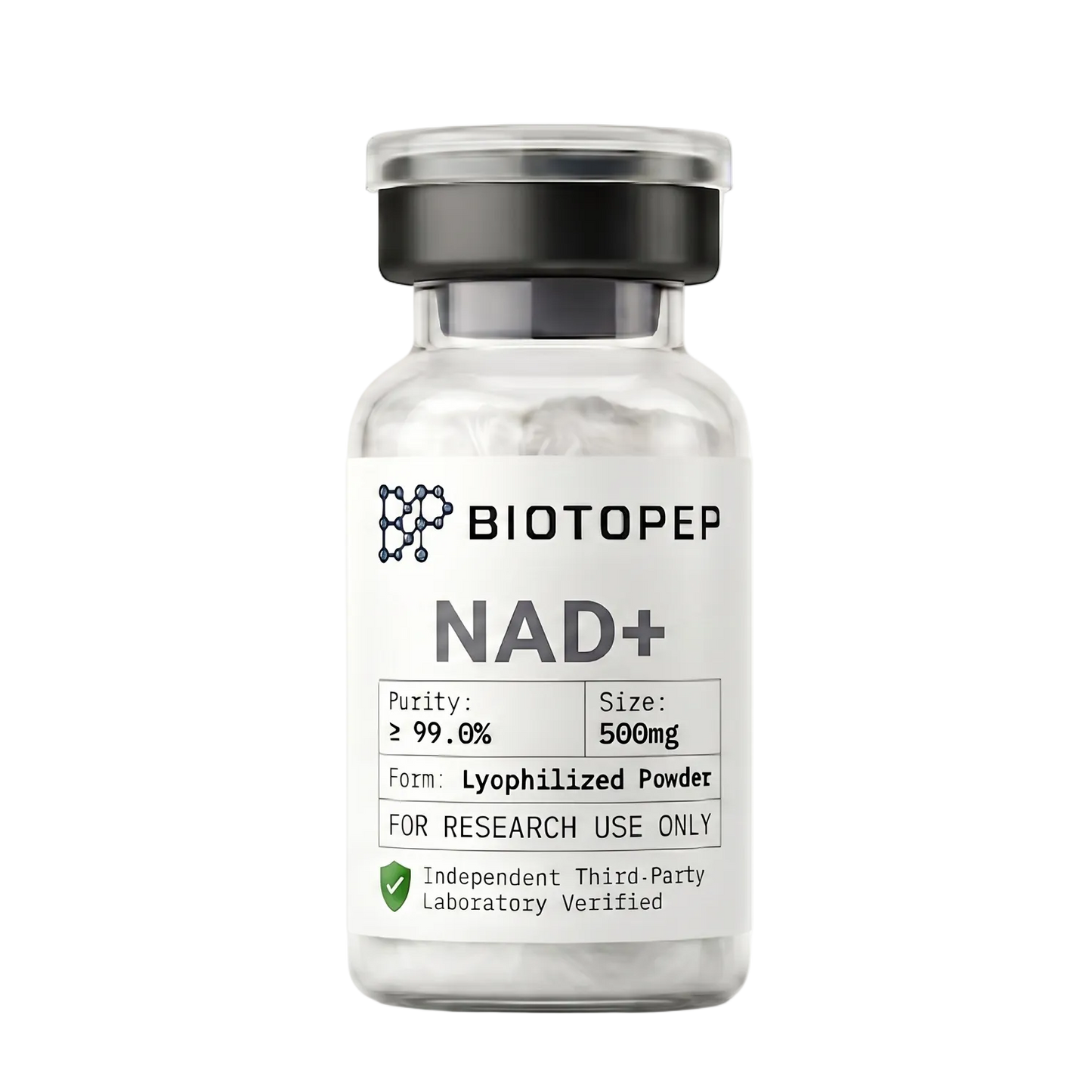 NAD+ 500mg lyophilized longevity coenzyme research compound vial - Biotopep