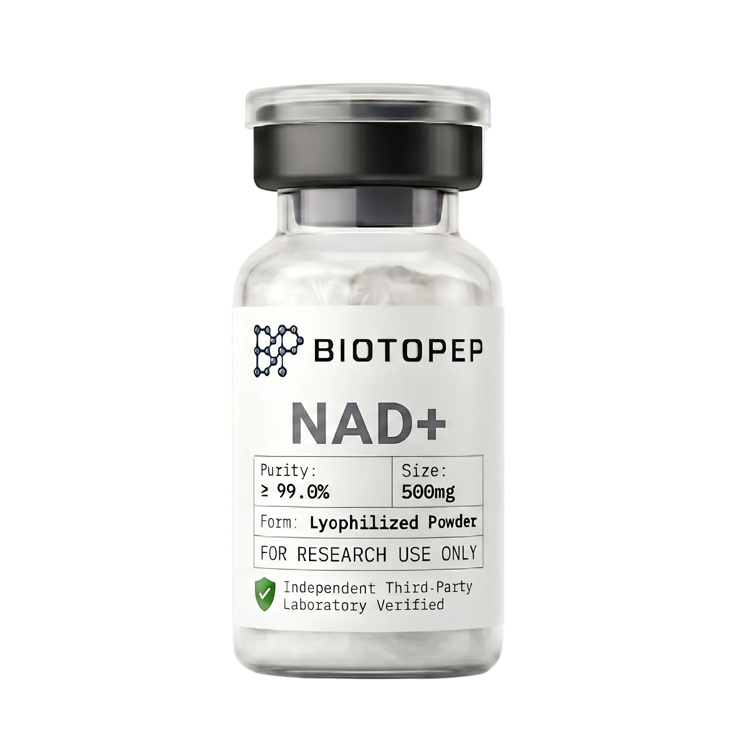 NAD+ 500mg lyophilized longevity coenzyme research compound vial - Biotopep