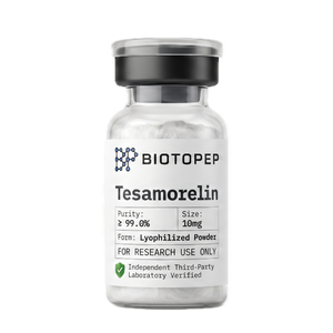 Tesamorelin 10mg lyophilized GHRH analogue research peptide vial - Biotopep